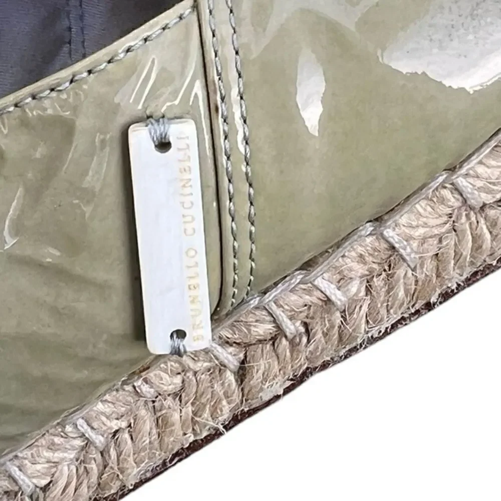 BRUNELLO CUCINELLI Green Patent Leather Espadrilles 36.5